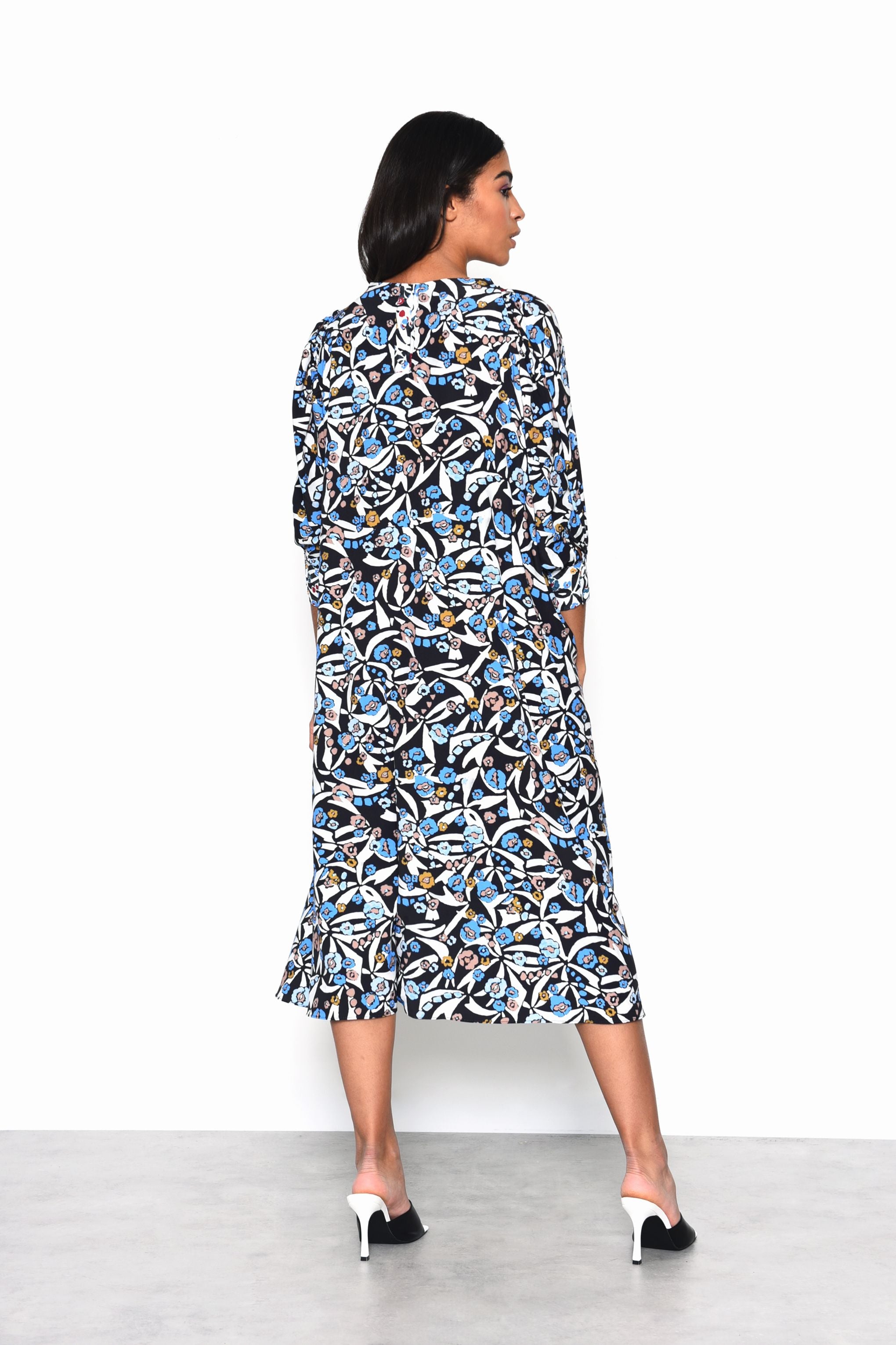 Zara Multi Abstract Smock Midi Dress ...